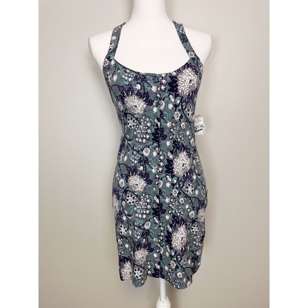 Free People Intimately Purple Blue Floral Button Up Mini Dress Size Small